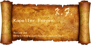 Kapeller Ferenc névjegykártya