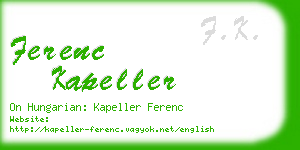 ferenc kapeller business card